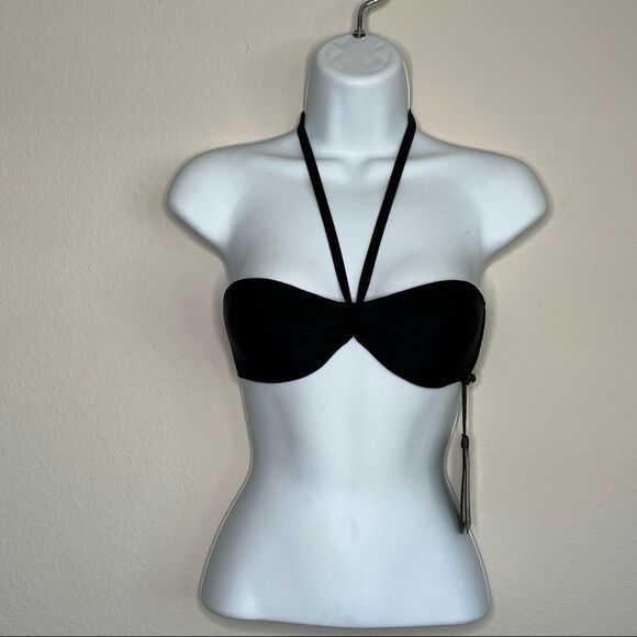 NWT All Saints Sofia Bikini Swim Halter Bandeau Beach Top Black XS - Picture 3 of 7